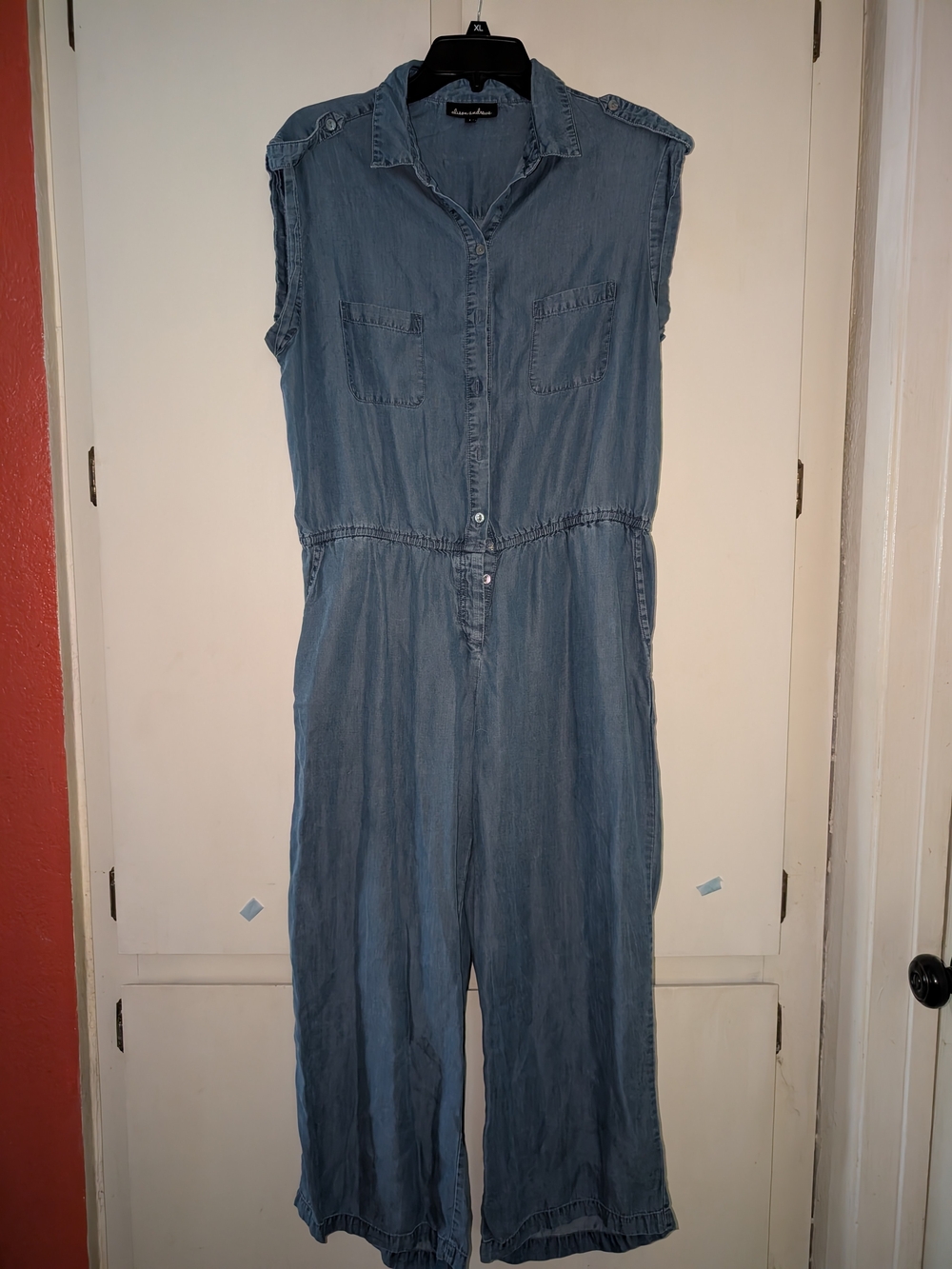 Sleeveless Denim Jumpsuit in Light Blue - Casual Chic